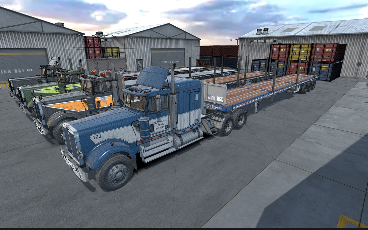 Semi truck flatbed trailer