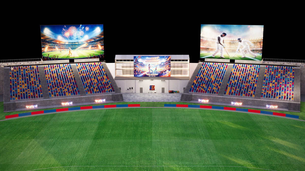 Modular Cricket Arena Stadium 3D Environment with Props
