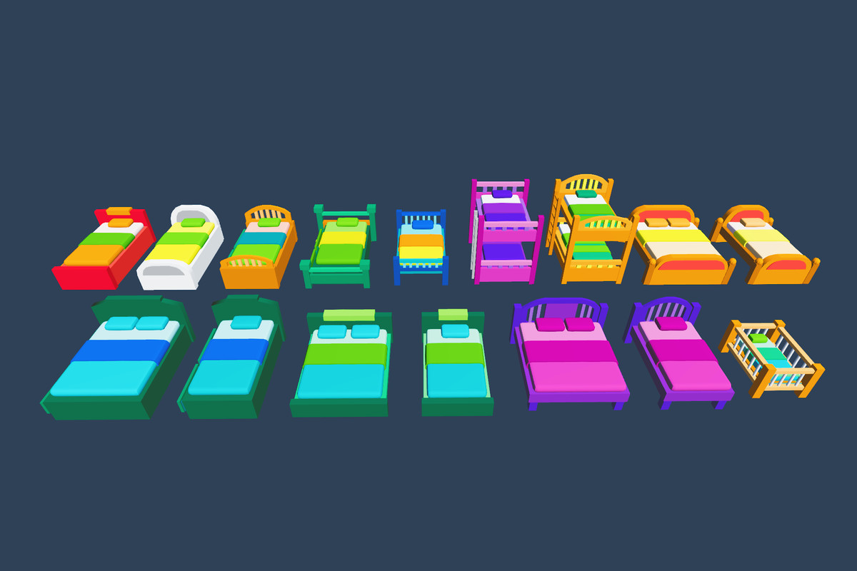 Cute Low Poly Furniture Pack - Colorful Interior Props