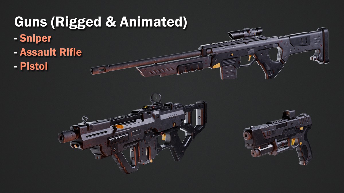 Sci-fi Weapons - Complete Bundle (Rigged & Animated)