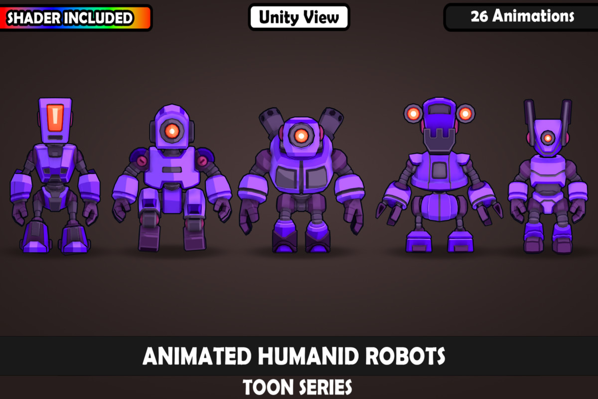 Animated Toon Robot Characters Vol. 2 – 5 Stylized Robots