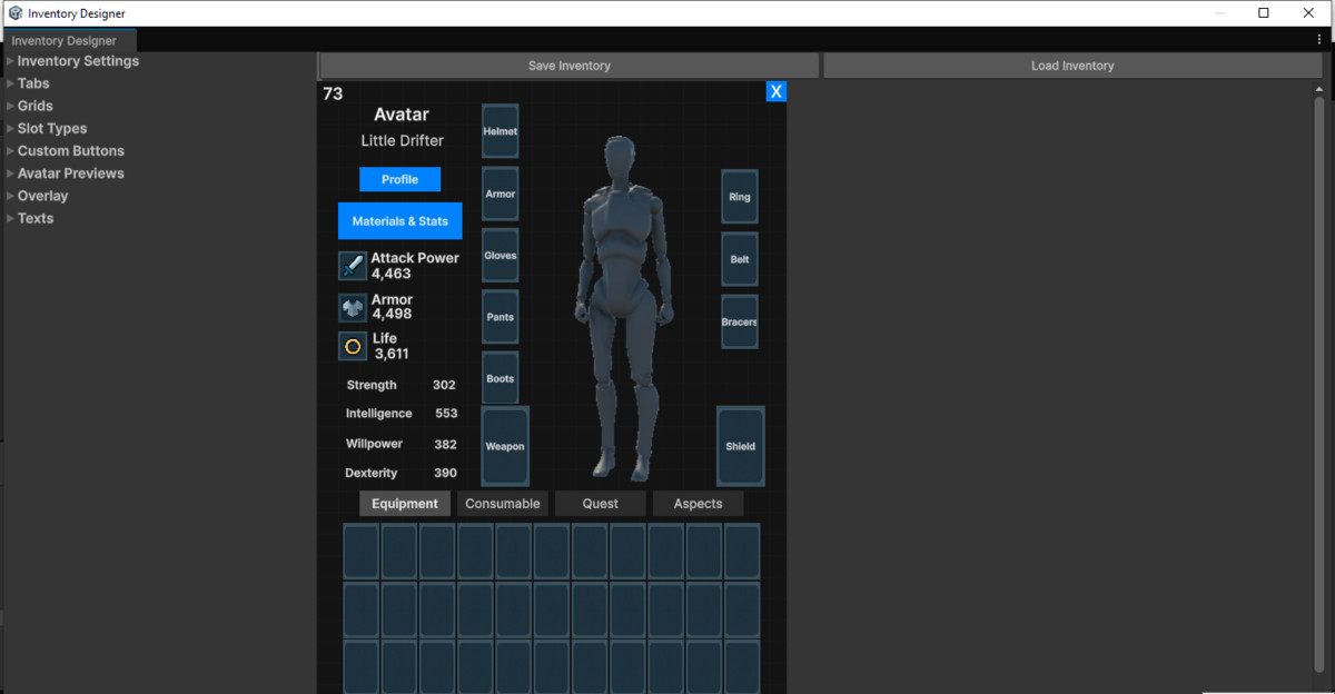 Advanced Inventory Designer