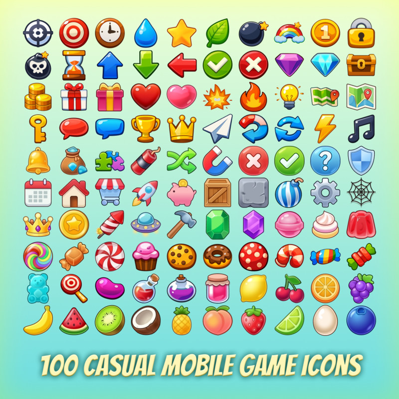 100 Icons - Casual Mobile Game Pack