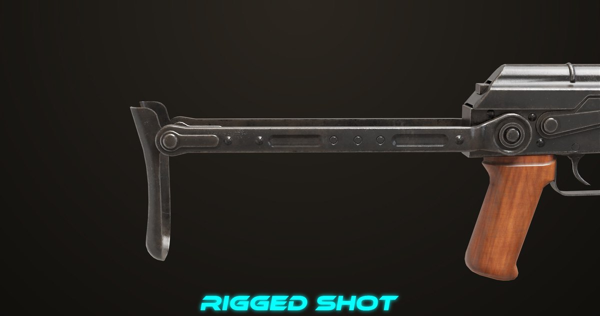 AKMS Light Machine Gun 10 Wood URP HDRP Texture