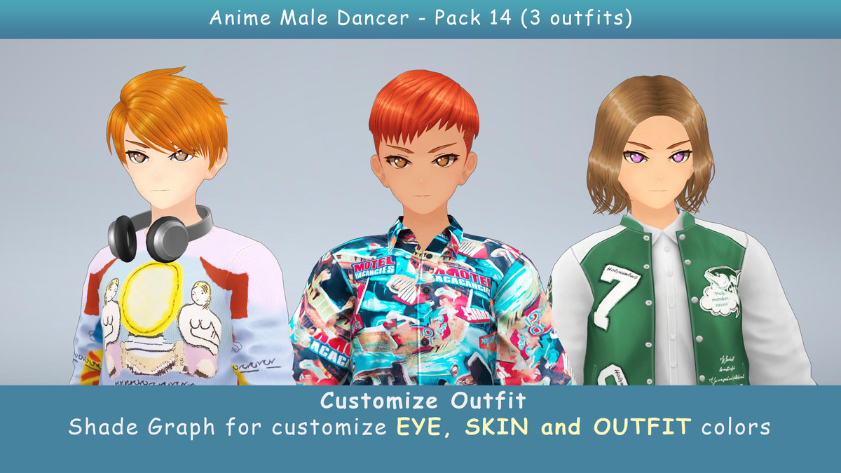 Anime Male Dancer - Pack 14 (3 outfits)