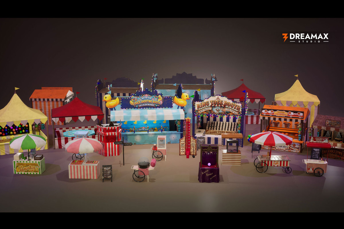 Carnival & Funfair Stalls - Game Booths, Food Carts, Circus & Festival Props