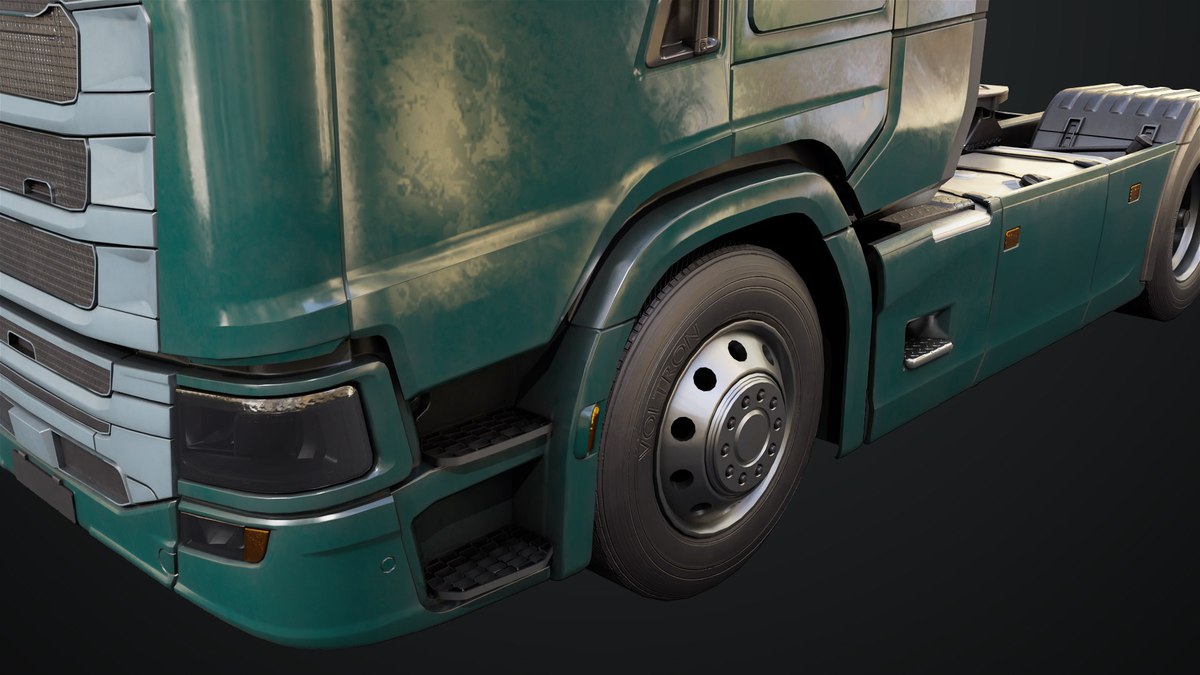 Heavy Truck Chassis 06 Interior Blue and Green URP HDRP Textures