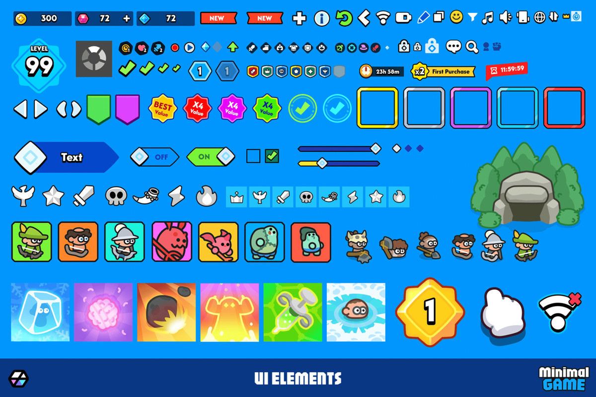 GUI Pro - Minimal Game Blue(+PSD)