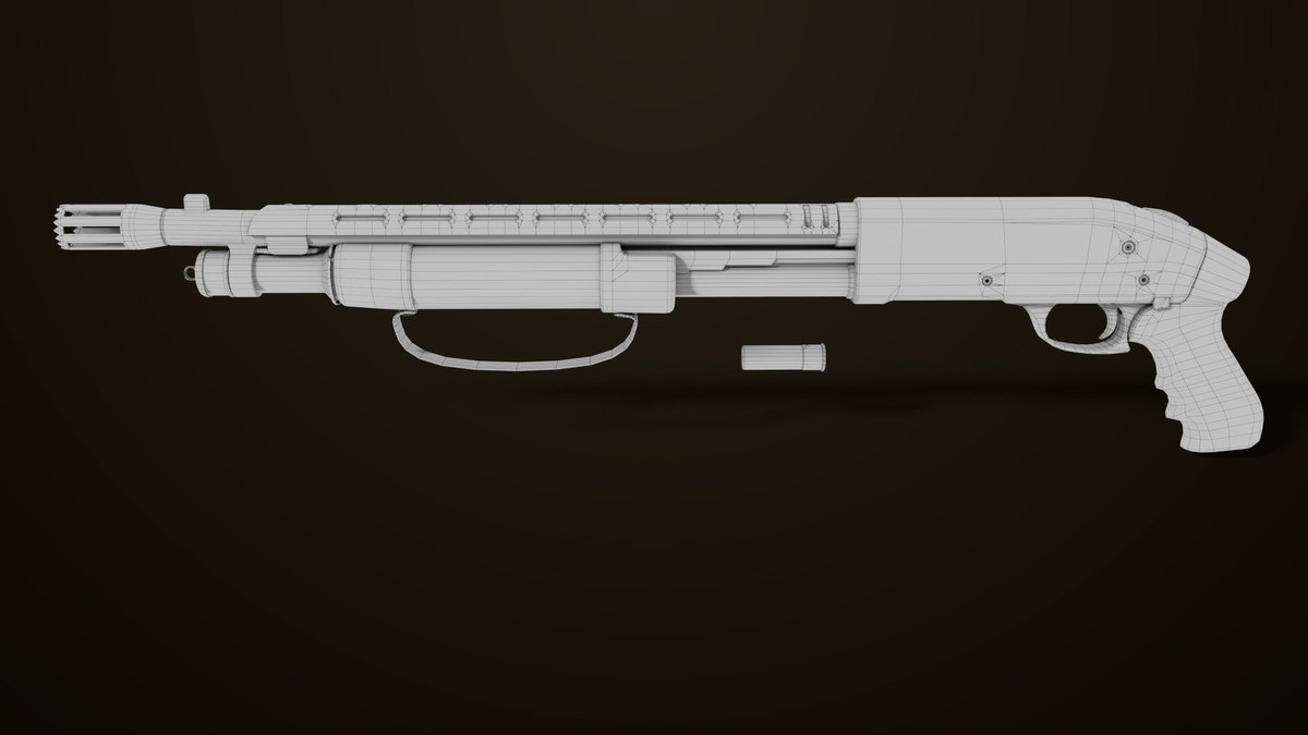 Small Shotgun 02 Black and Sandle Single Mat URP HDRP Textures