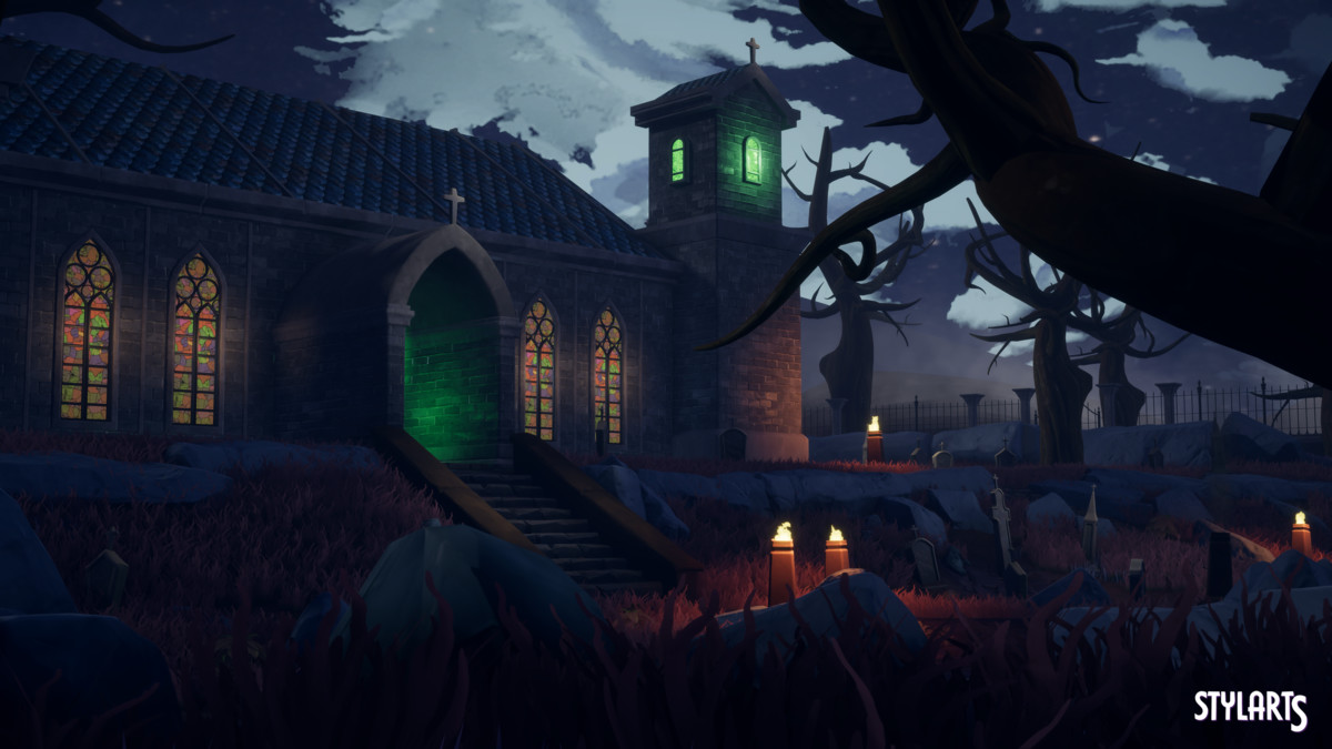 Stylized Spooky Cemetery Crypt
