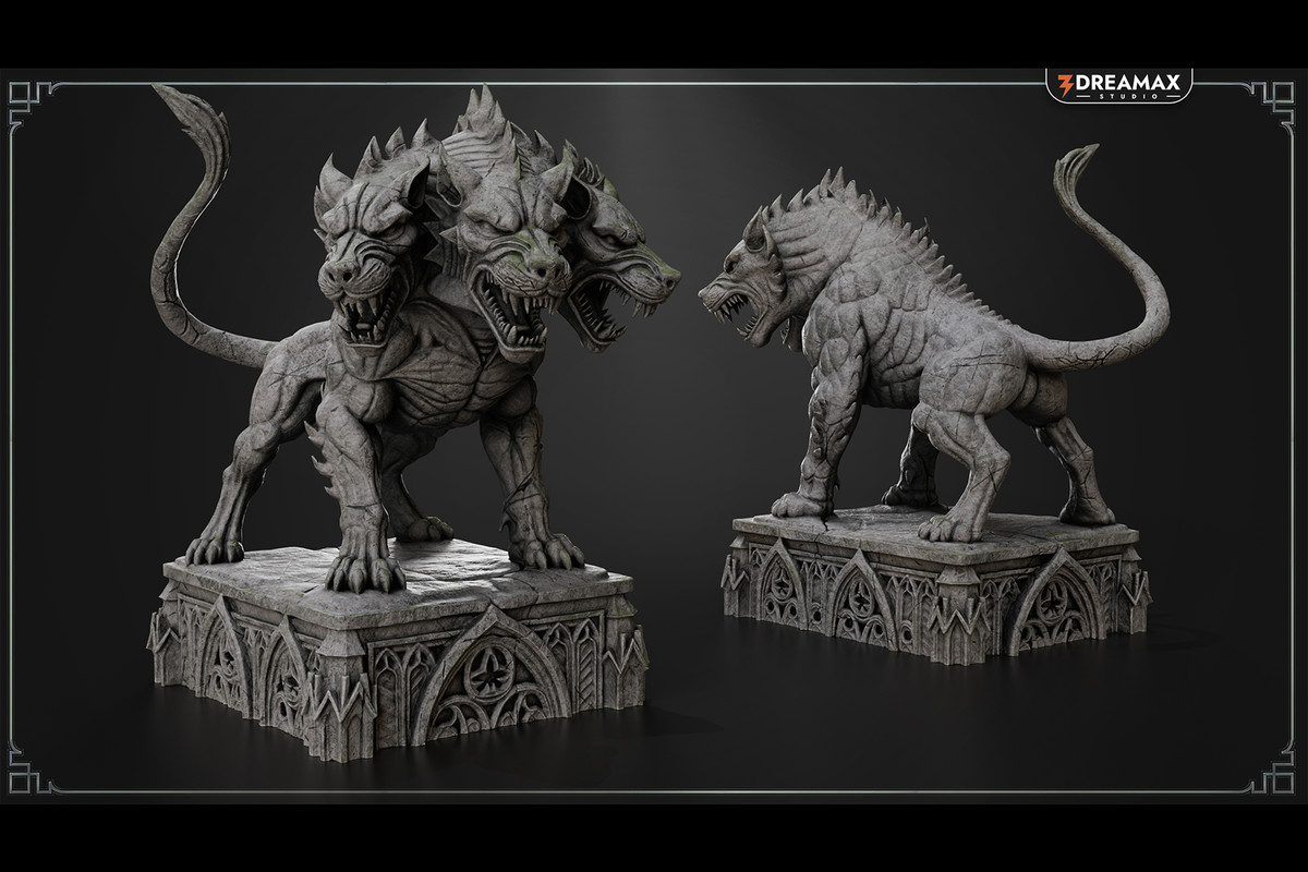 Hellhound Dungeon Statue – Dark Fantasy Guardian