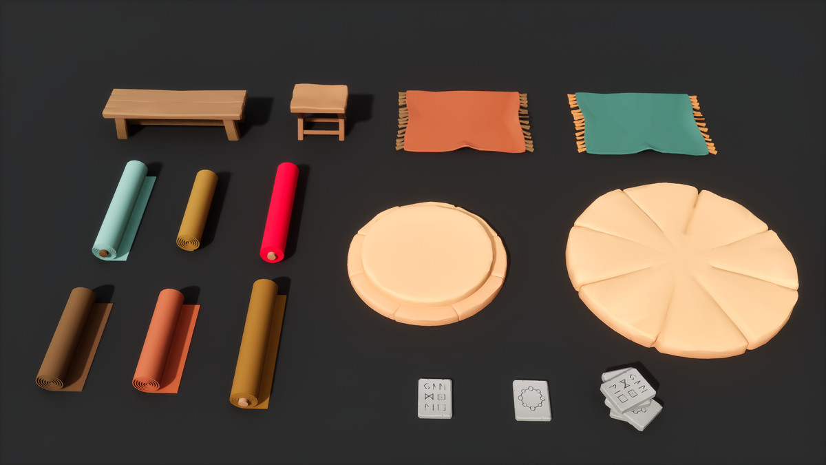 Desert Gilded Shrine - Low Poly Stylized Asset Pack