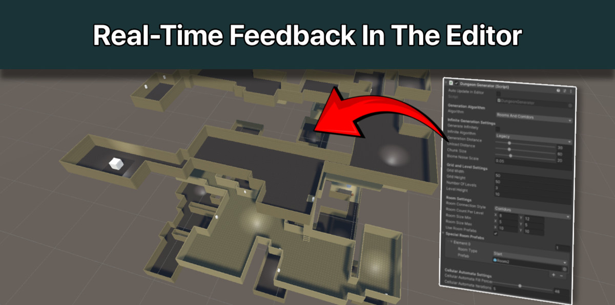 Dungeon Builder Pro Max – Procedural Level Generator with NavMesh & Player Spawn