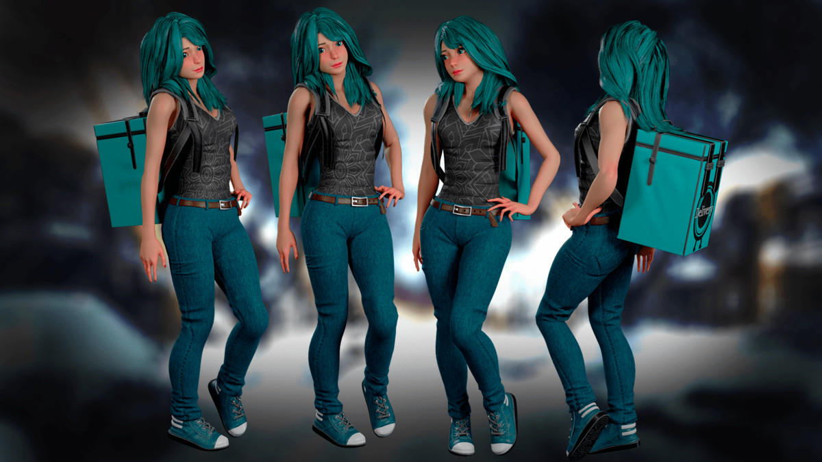 Winter Delivery Girl – Game Ready Modular Character Pack
