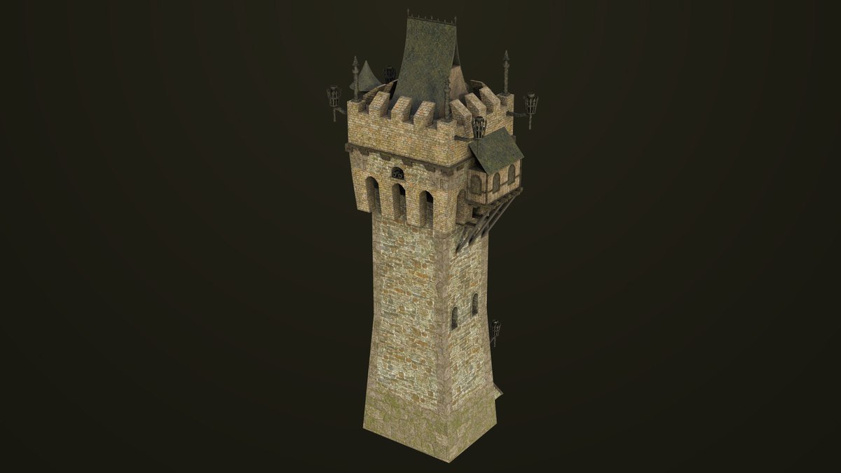 Old Castle Watch Tower 01 URP HDRP Textures