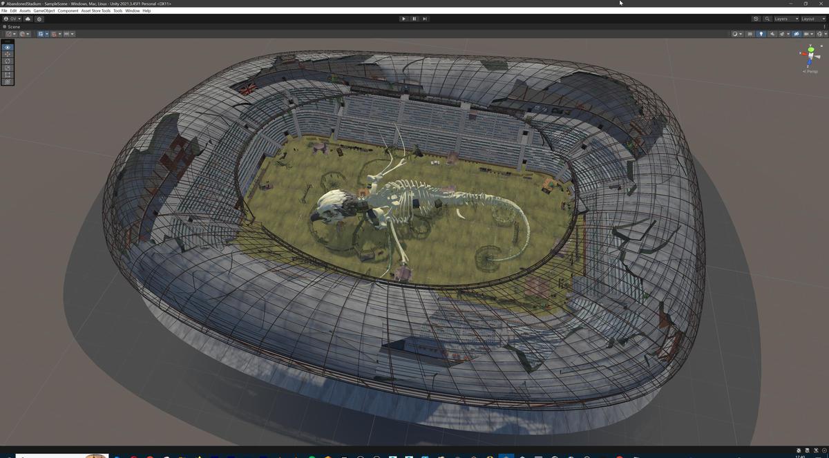 Abandoned Post-Apocalyptic Football Stadium - Modular Environment 3d Level