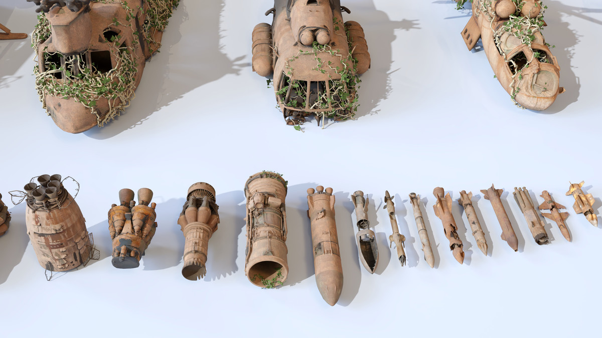Old Abandoned Junk Rusty Aircraft and Helicopter Set 3d Game Ready Modular Props