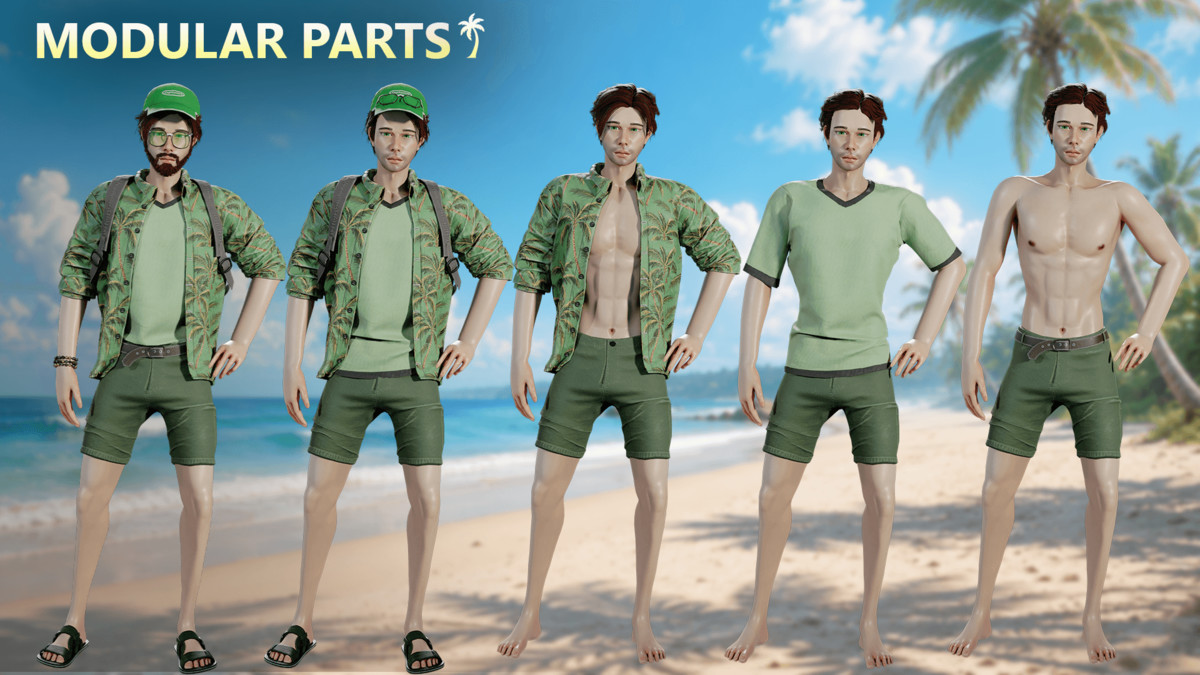 Casual Summer Guy – Modular Game Character