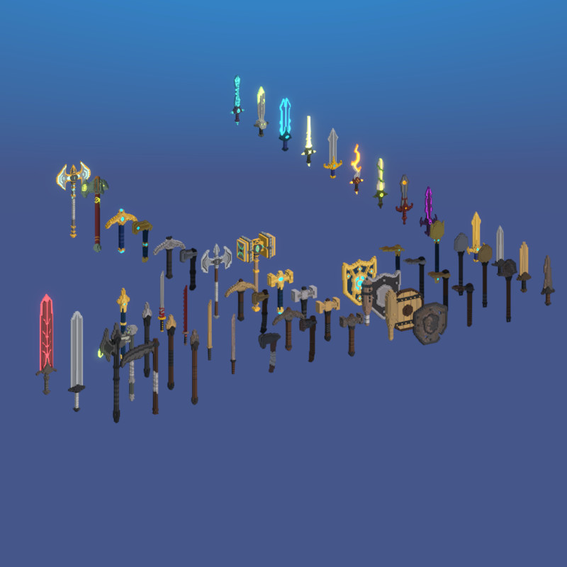 Fantasy Weapons & Tools Pack FULL — Voxel style medieval tiered collection