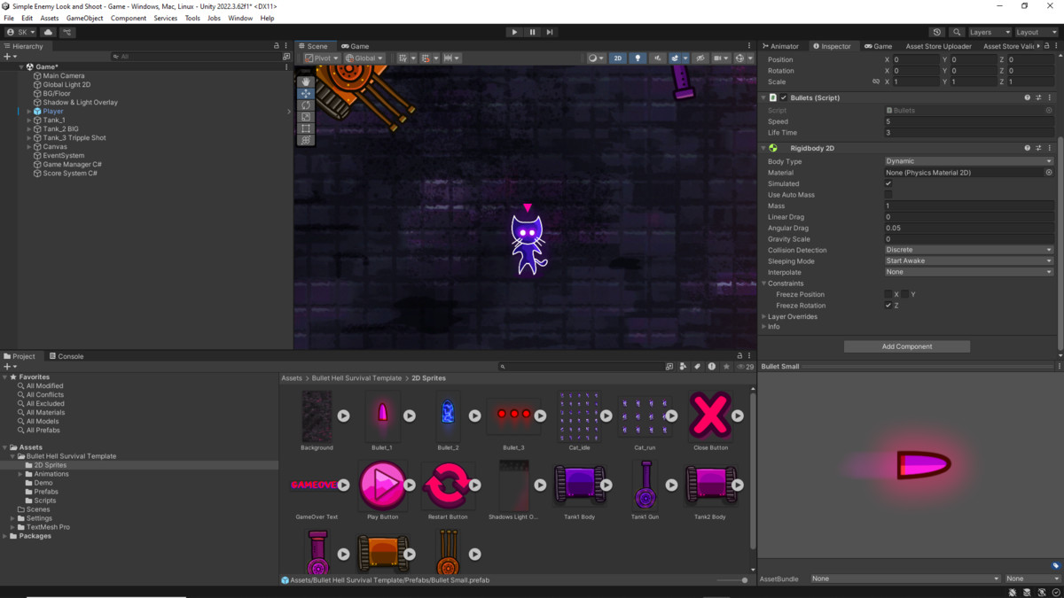 Bullet Hell Survival Template (2D)