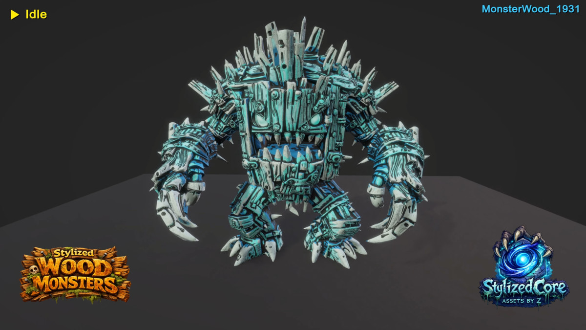 Monster Wood Pack – 4 Stylized Animated Creatures (LOD + Skins)