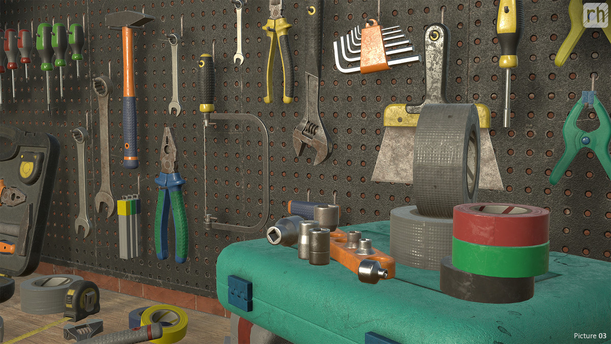 Workbench Hand Tools PBR Game-Ready Vol. 1