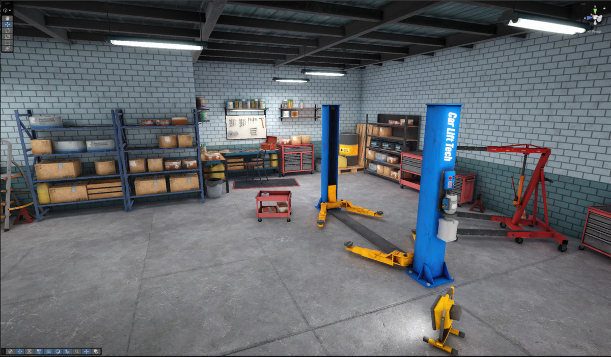 Garage-Autoservice Low-poly 3D models URP