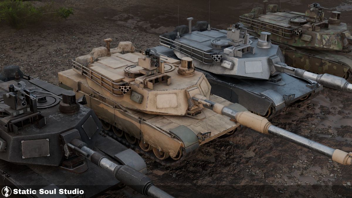 M1A2 Abrams Battle Tank Pack ( 8 Skin Design , Customizable Pieces , Optimized )
