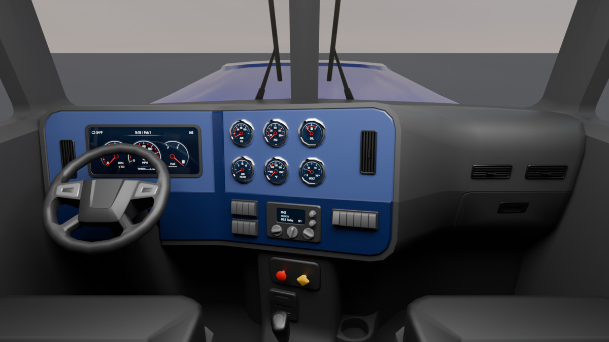 American Semi Truck + Logging Trailer | Interior, Modular, 4 Wood Log | PBR