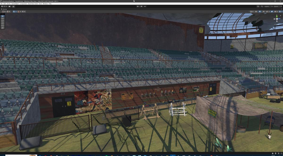 Abandoned Post-Apocalyptic Football Stadium - Modular Environment 3d Level