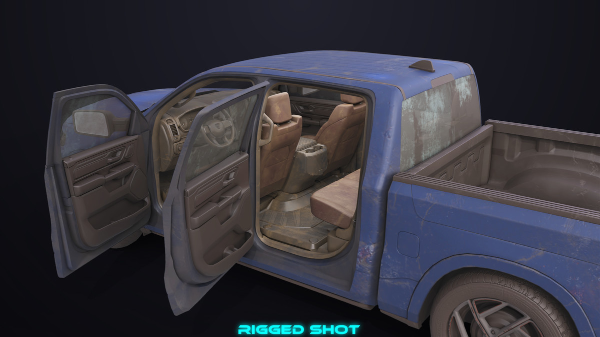Pickup Truck 03 Blue Dusty URP HDRP Textures
