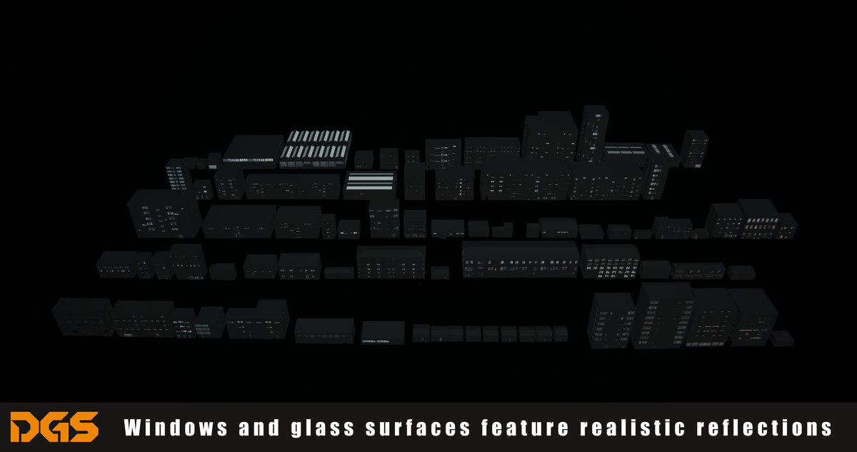 Low-Poly City Buildings Pack - With LOD & Night Lights Ready