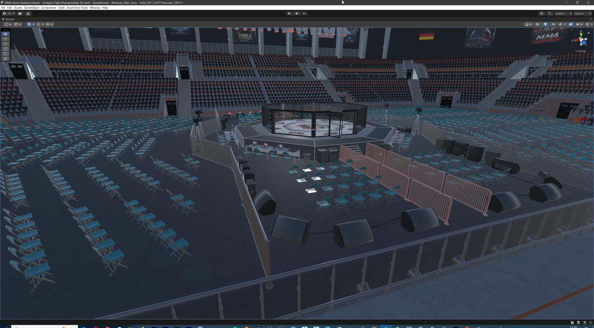 MMA Arena Stadium Interior - Octagon Fight Championship Nodular 3D Level