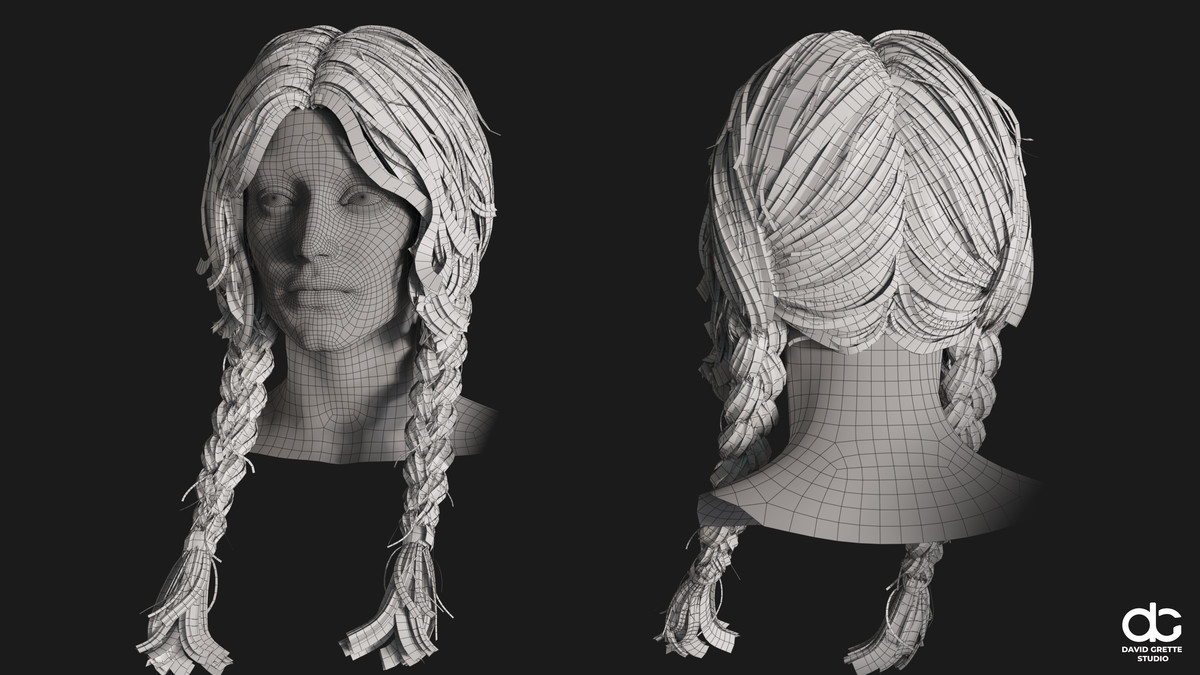 Realistic female hairstyles, pack #2 | Rigged hair, game-ready, low-poly