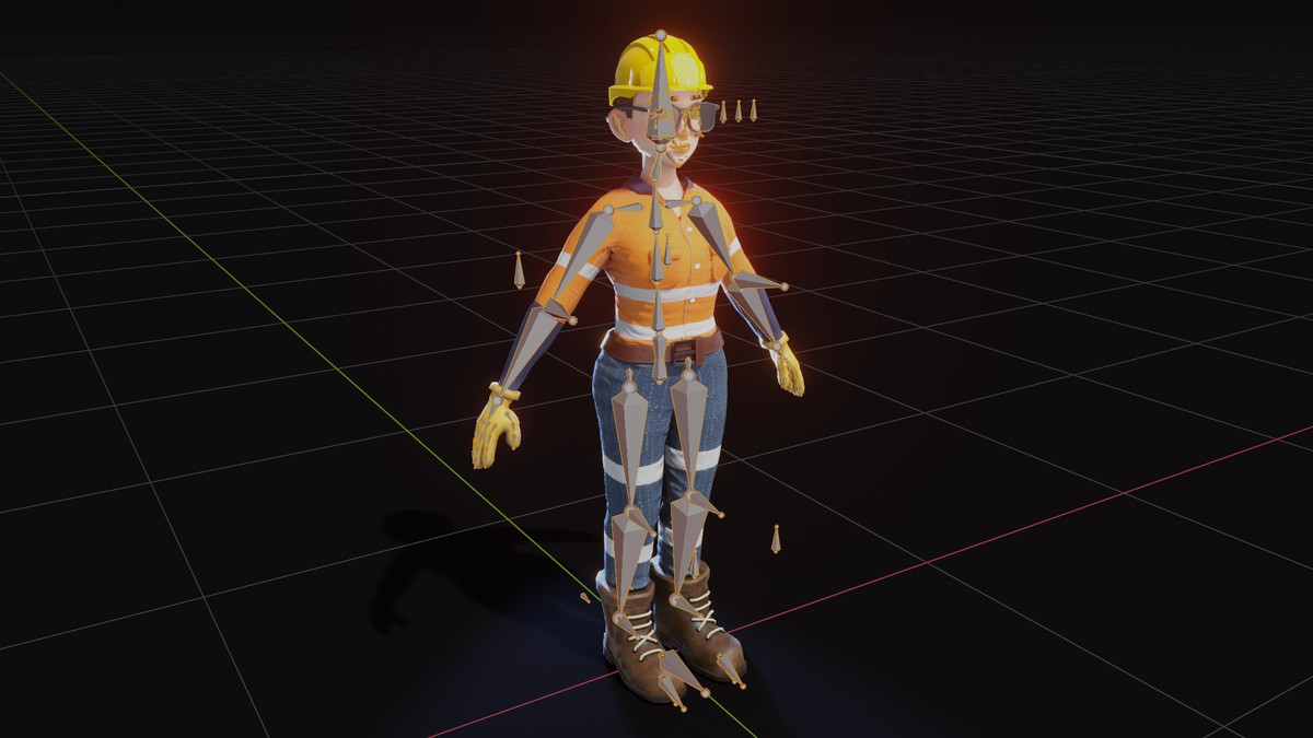 Stylized Female Worker 3D Model – Animated & Customizable (Game-Ready, Built-In)