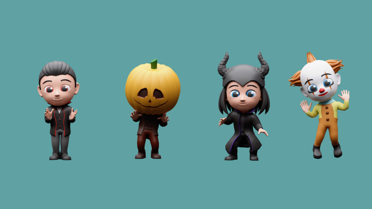 Cartoon kids 3 02 in halloween costumes