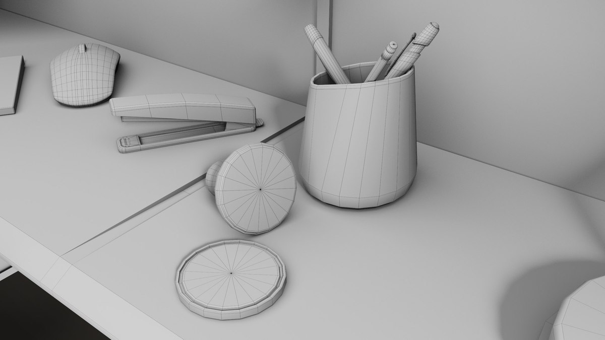 Office Desk Props Single Mat URP HDRP Textures