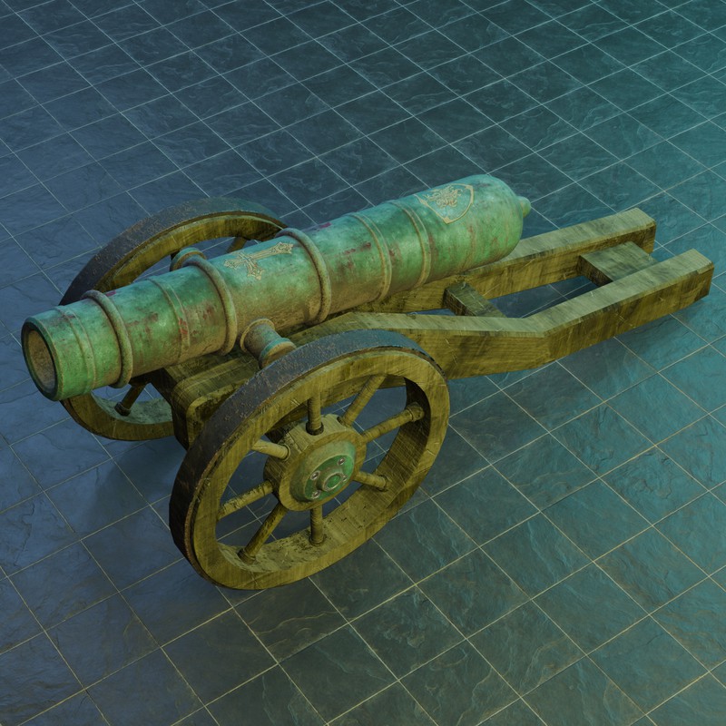 Historical Field Cannon Game Ready with LODs & PBR Textures
