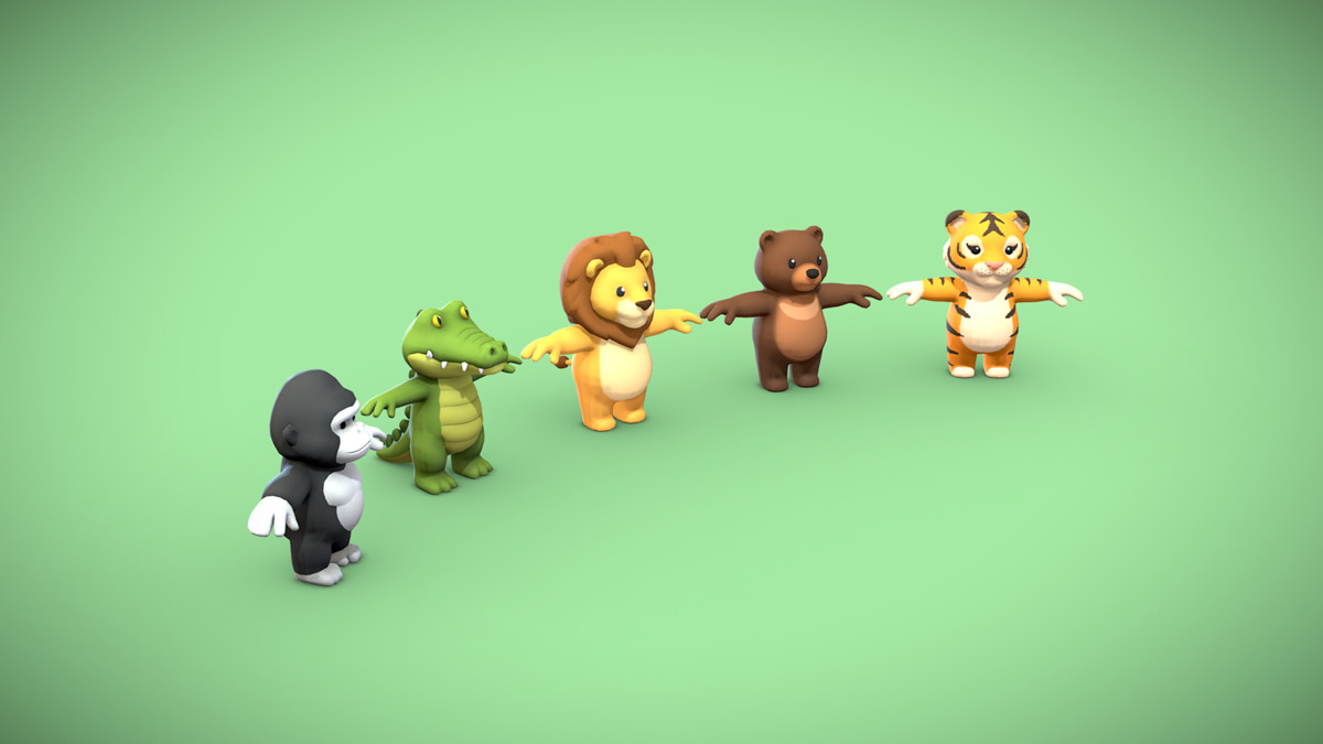 Cartoon Wild Animals - Lowpoly Stylized Animal Characters