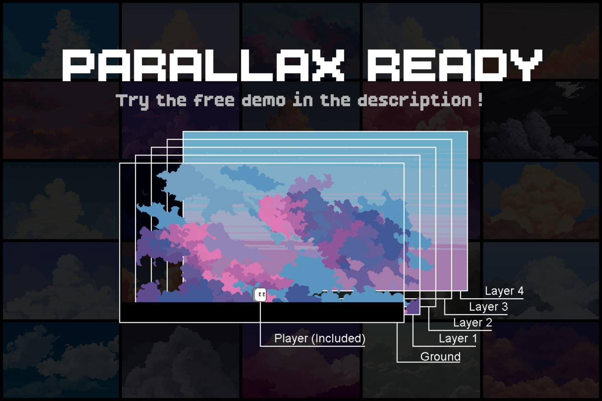 28 Sky Backgrounds Pixel Art