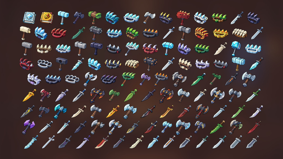 Fantasy RPG Weapons Armor Magic Items Icons Pack for Adventure Games