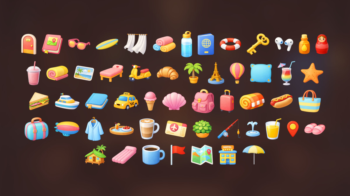 Relax Travel Lifestyle Inventory Icon Pack Games and UI