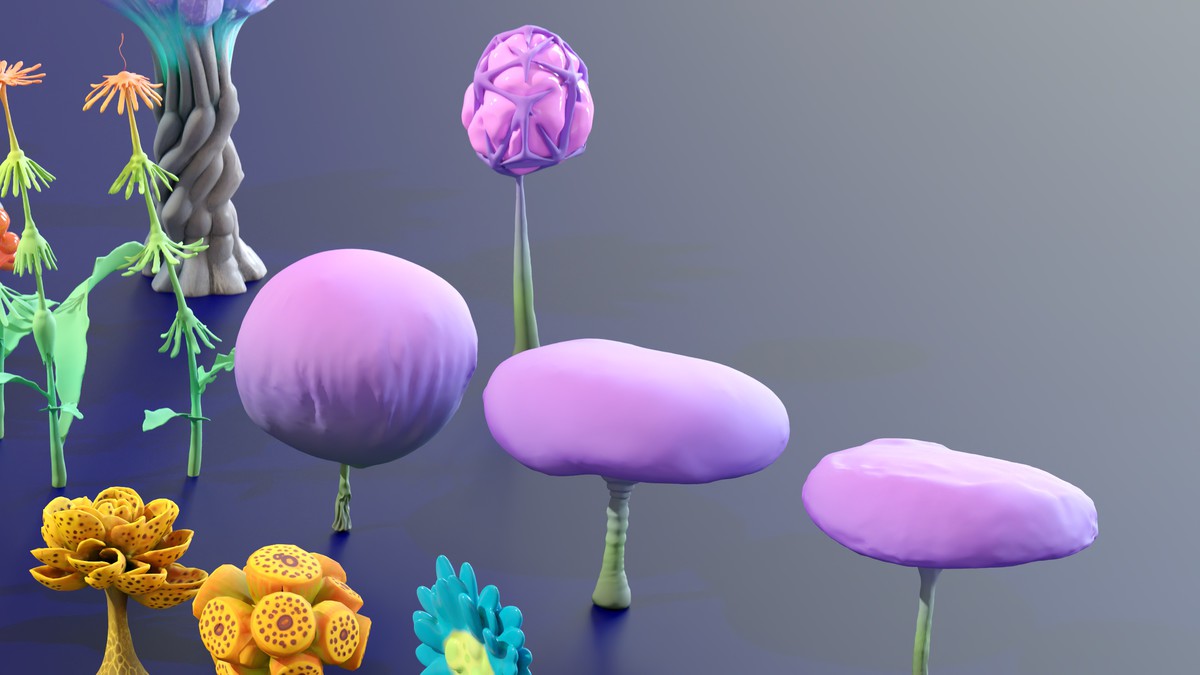 Fantasy Funny Stylized Magical Flora Plants - Low Poly Pack (118 3d models)