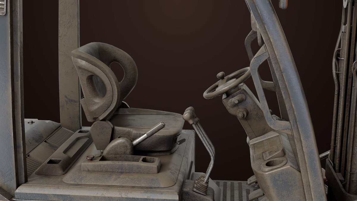 Old Dusty Forklift Truck03 Orange URP HDRP Textures