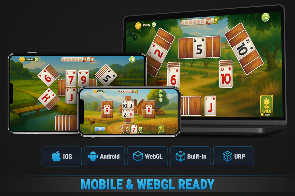 MK TriPeaks Solitaire Kit • Complete Card Game Template