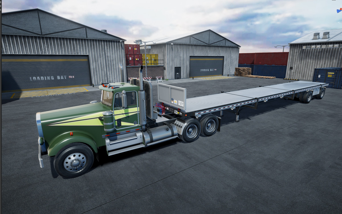 Semi truck flatbed trailer