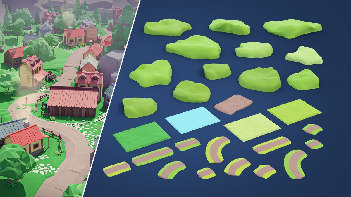 Village - Low Poly 3D Models Pack