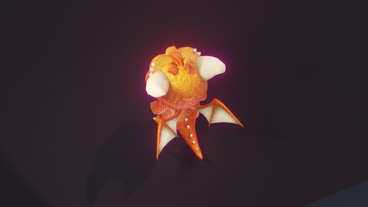 Cartoon Orange Baby Dragon 3D Model (Low-Poly, Game-Ready, Animated, Built-In)