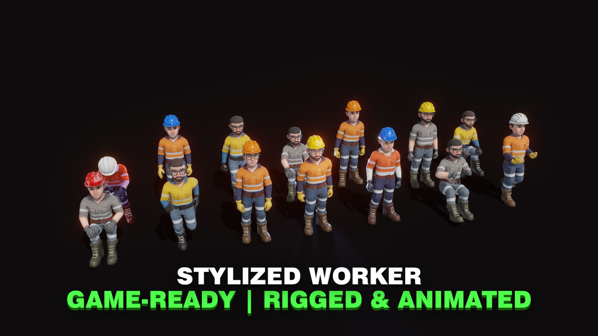 Stylized Male Worker 3D Model – Animated & Customizable
