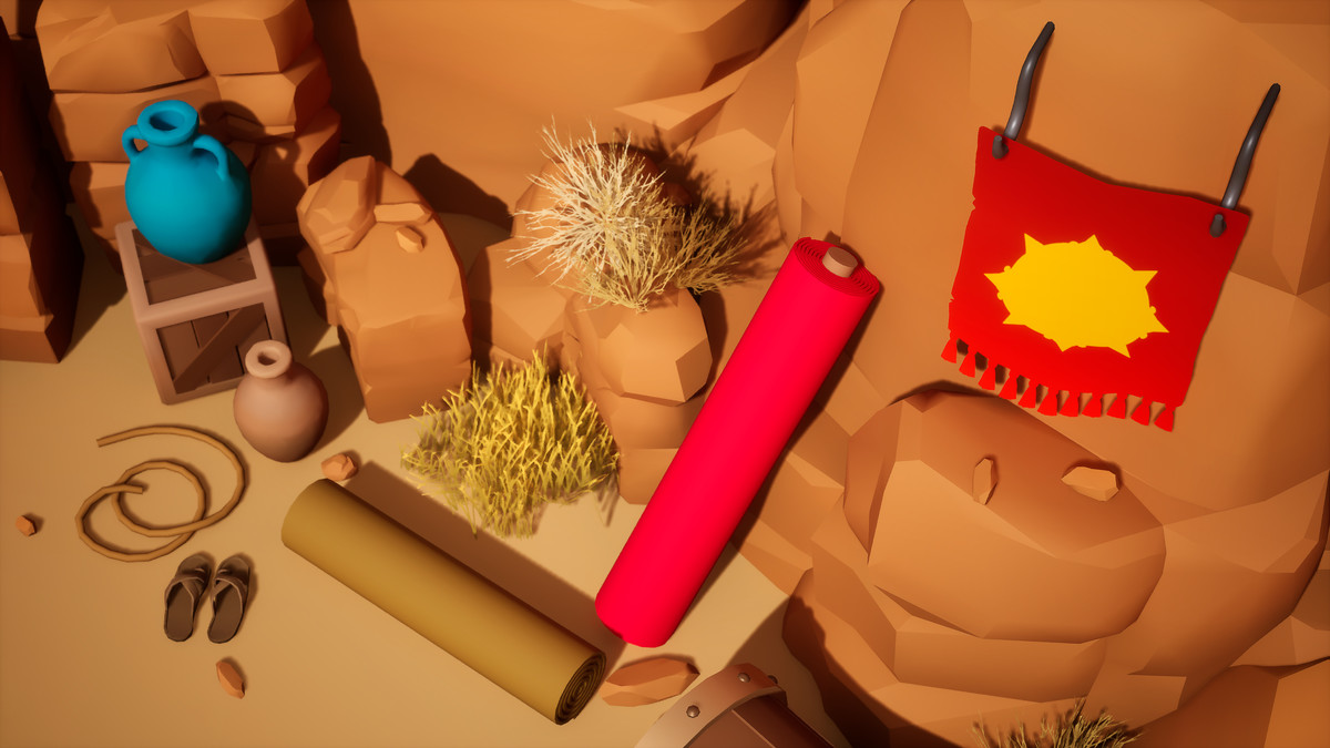 Desert Gilded Shrine - Low Poly Stylized Asset Pack